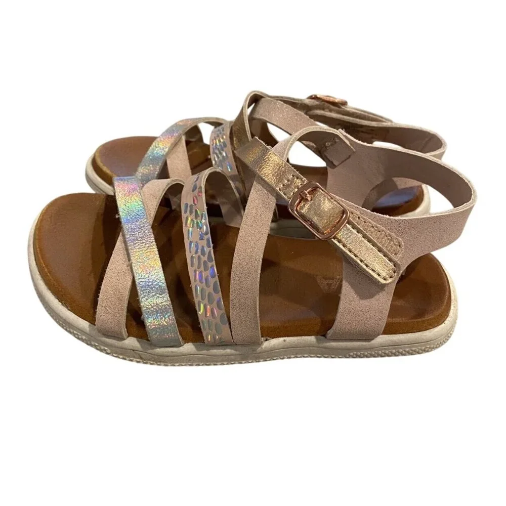 Mia Sz 9 Metallic Rose Gold & Silver Strappy Sandals